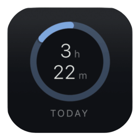 The Today widget: a small tile with a ring and 3 hours 22 minutes left.